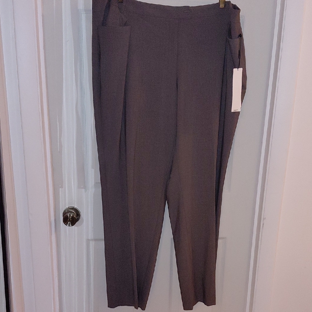 NWT Calvin Klein Modern Fit Pants 18W Taupe 3 Pockets Button Zip  Extra Buttons